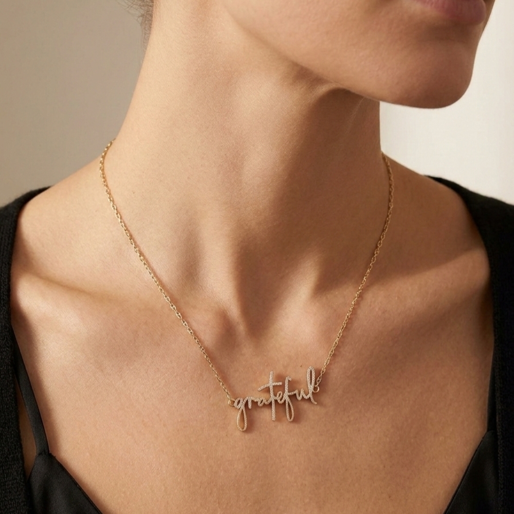 Gold 'Grateful' Necklace